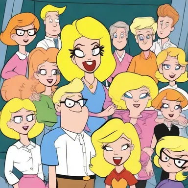 In the cartoon, the peroxide blond character had vibrant yellow hair that made them stand out among the other characters.