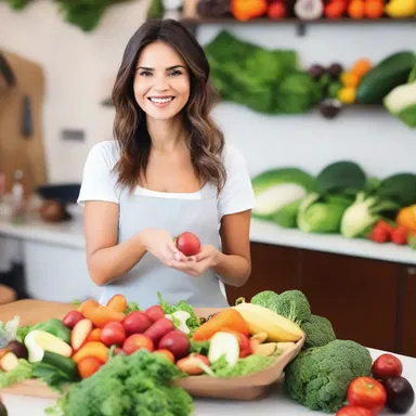 She bought fresh vegetables and fruits from the greengrocery to prepare a vibrant salad for the fashion show.