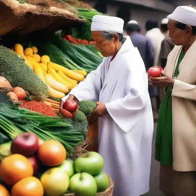 In some religious ceremonies, worshippers offer fruits and vegetables bought from the local greengrocery as a symbol of gratitude to their deities.