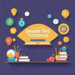 Design a visually striking banner featuring the name 'SMART TUTORIALS', with a wisdom-inspired backdrop symbolizing academic success for a coaching class.