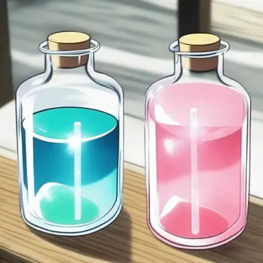 The stoppered vials in the anime series contained mysterious liquids with magical powers.
