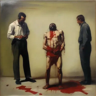 The artist decided to martyrize the subject in their painting, capturing the torment and suffering.