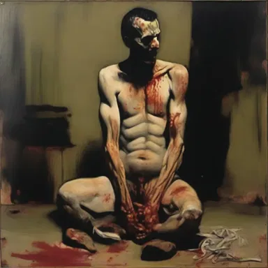 The artist decided to martyrize the subject in their painting, capturing the torment and suffering.