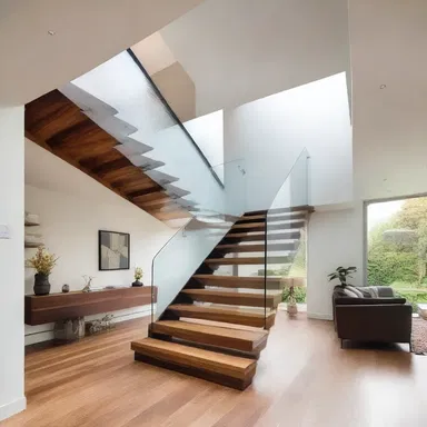 The modern house design included a zinger - a floating staircase that added a wow factor to the space.