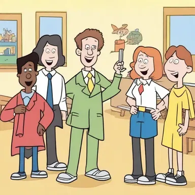 In the cartoon show, the main character attends a parochial school where they often get into funny misadventures.