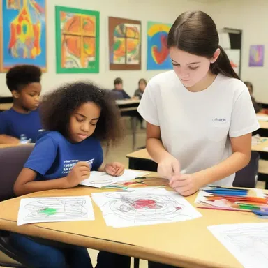 The art class at the parochial school encourages students to explore their creativity through various mediums.