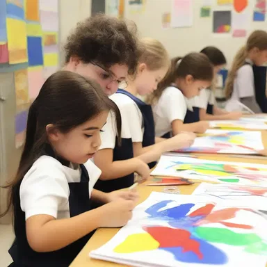 The art class at the parochial school encourages students to explore their creativity through various mediums.