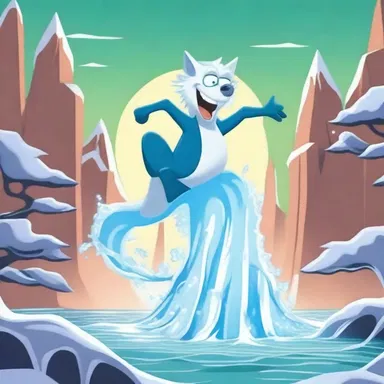 In the cartoon, the character's excitement caused the heat of fusion to turn ice into a flowing river of water.