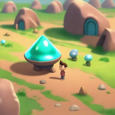 In the science fiction story, the villager discovered an alien artifact that had crash-landed near the village.