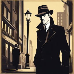 A high-quality digital art piece, designed to mimic a 1920s silent movie poster