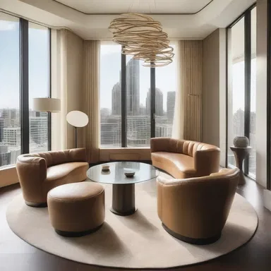 The bargainer was responsible for sourcing unique and elegant furniture pieces for the luxurious high-rise apartment building with modern architecture and interior design.