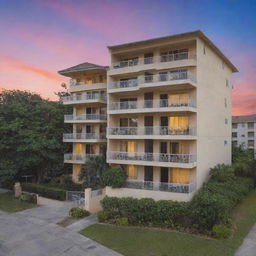 A tranquil condominium, nestled in a peaceful neighborhood, boasting large balconies from which to enjoy breathtaking sunsets.