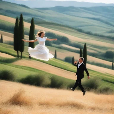 In the romantic hills of Tuscany, a couple spotted a pasang gracefully leaping across the countryside.