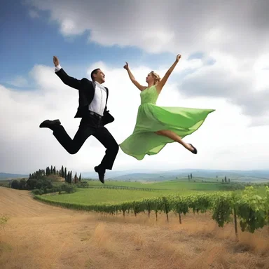 In the romantic hills of Tuscany, a couple spotted a pasang gracefully leaping across the countryside.