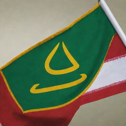 The emblem of Iran's Islamic Revolutionary Guard Corps (IRGC), superimposed over a background of the Iranian flag waving in the wind.