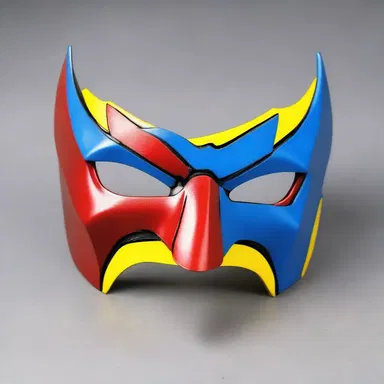 After years of wear and tear, the superhero's mask was re-faced to retain its original vibrant colors and design.