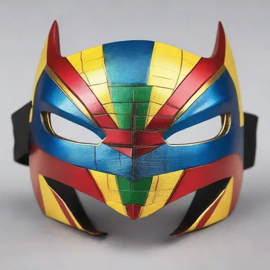 After years of wear and tear, the superhero's mask was re-faced to retain its original vibrant colors and design.
