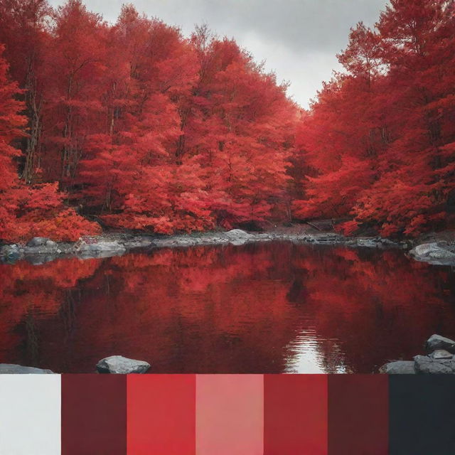 Transform the existing image with dominant palette of vibrant red hues