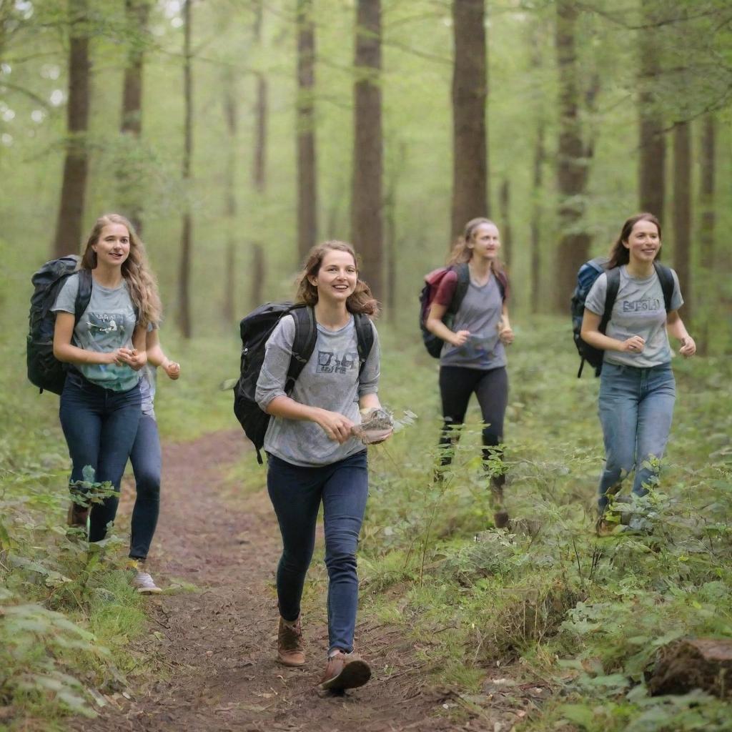 Nature-loving college students exploring wild landscapes, exercising care and respect for the environment around them.