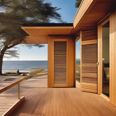 The architect designed a beautiful beach house with a unique feature - a washboard along the gunwale of the outdoor deck, perfectly blending functionality with aesthetics.