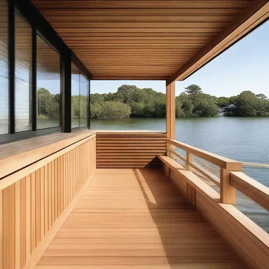 The architect designed a beautiful beach house with a unique feature - a washboard along the gunwale of the outdoor deck, perfectly blending functionality with aesthetics.