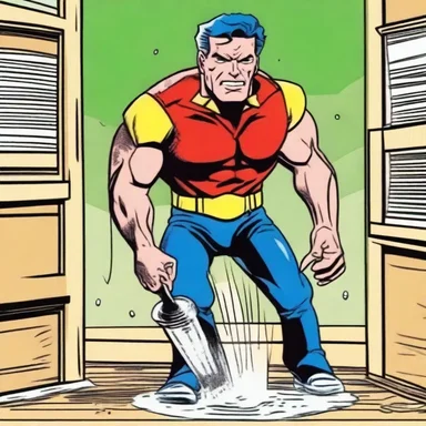 In the comic book, the hero's superpower was using a washboard to defeat villains by scrubbing them clean.
