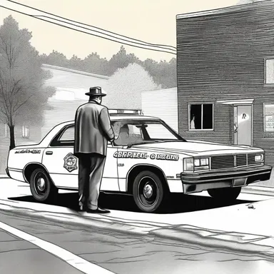 As the detective arrived at the crime scene, his patrol car drew up to a halt.