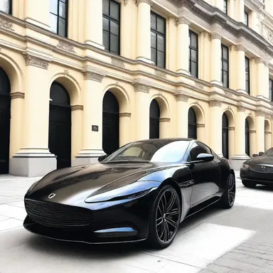 She drew up her sleek, black sports car in front of the fashion show venue.