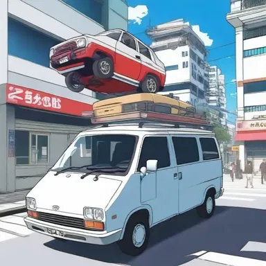 The protagonist of the anime series used his special powers to draw up his vehicle and surprise his friends.