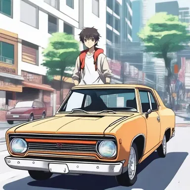 The protagonist of the anime series used his special powers to draw up his vehicle and surprise his friends.