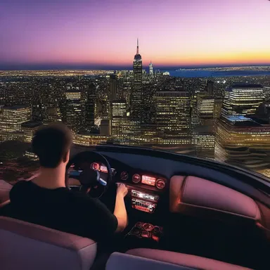 They decided to take a romantic evening drive and he pulled up the car at a beautiful spot overlooking the city lights.