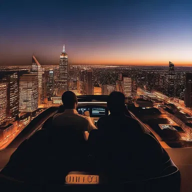 They decided to take a romantic evening drive and he pulled up the car at a beautiful spot overlooking the city lights.