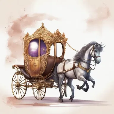 In the magical world of the fantasy novel, the wizard waved his wand and drew up a magnificent carriage.