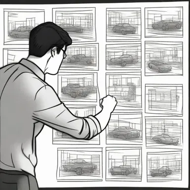 The director would carefully draw up storyboards to plan out each shot in the film.