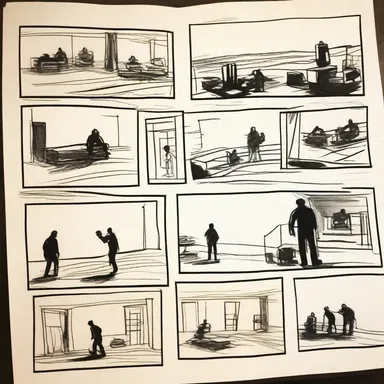 The director would carefully draw up storyboards to plan out each shot in the film.