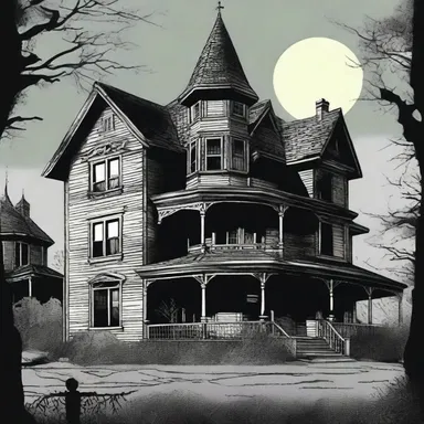 In the comic book, the old haunted house was depicted with dark shadows and eerie creaks coming from unseen corners, adding to the suspense of the story.