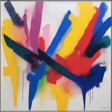 The artist used an experimental procedure in mixing different mediums to create a unique visual effect in the painting.