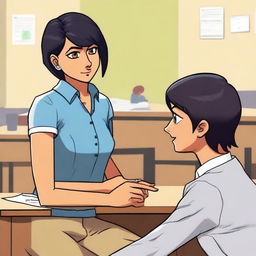 A high-quality digital art featuring a contemporary Indian mother with short, step-cut hair, sternly admonishing a teenage girl