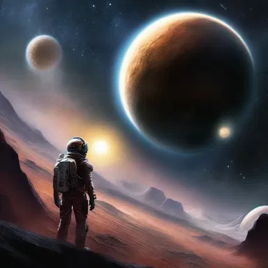 In the science fiction novel, the protagonist embarks on a journey through space, experiencing the mesmerizing orbital motion of distant planets.
