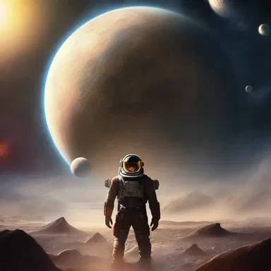 In the science fiction novel, the protagonist embarks on a journey through space, experiencing the mesmerizing orbital motion of distant planets.