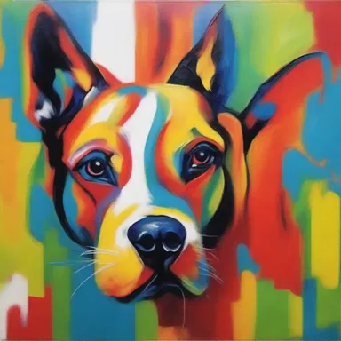 The artist depicted the fear of dogs in an abstract painting, using vibrant colors to showcase the intensity of cynophobia.