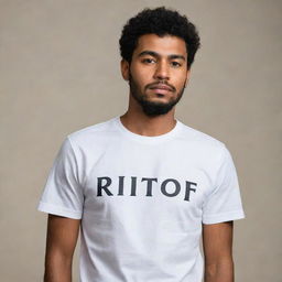 A man standing proudly, wearing a stylish shirt with 'Ritof' emblazoned across the front.