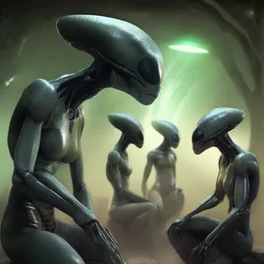 In the science fiction novel, the alien race carefully tends to their brood, ensuring their survival.