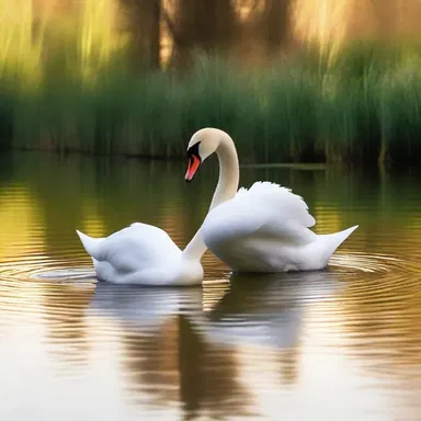 The swans bobbed their heads in a graceful dance as they brooded their eggs in the tranquil pond, a romantic sight for the young couple.