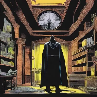 The villain's secret lair was always depicted with a sense of brooding darkness in the comic book series.