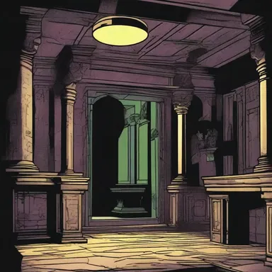The villain's secret lair was always depicted with a sense of brooding darkness in the comic book series.