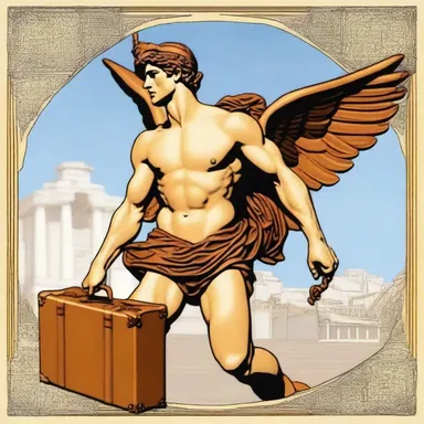 In Greek mythology, the god Hermes is often depicted carrying a magical suitcase.