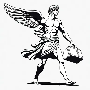 In Greek mythology, the god Hermes is often depicted carrying a magical suitcase.