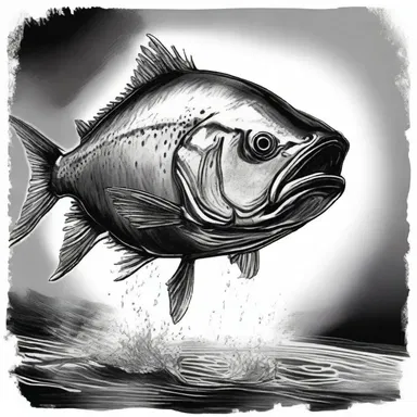 In the horror novel, the protagonist encountered a monstrous skillet fish with sharp teeth and glowing eyes.