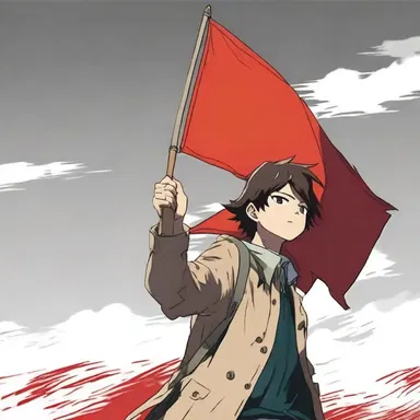 The main character in the anime series proudly waved a red flag, symbolizing their rebellious nature.